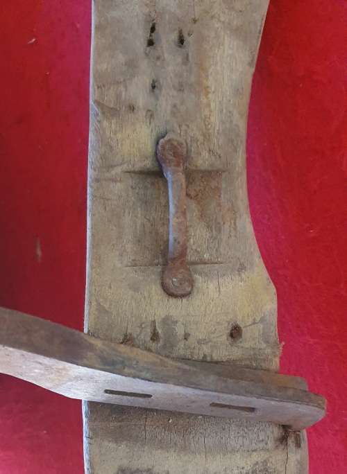 ANGLO BOER WAR HORSE SADDLE FRAME SALVAGED FROM DEELFONTEIN KAROO.WOOD AND CAST IRON.