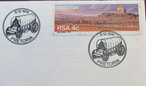 1974 VOORTREKKERMONUMENT KWARTEEUFEES FDC PLUS 1949 INAUGURATION MEDAL.