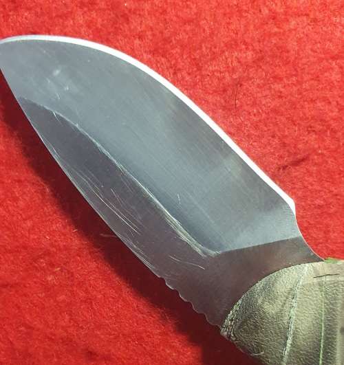 BUCK 390 OMNI HUNTER FIXED BLADE KNIFE WITH CAMO HANDLE 19.70 CM LONG. WITH CAMO SHEATH.