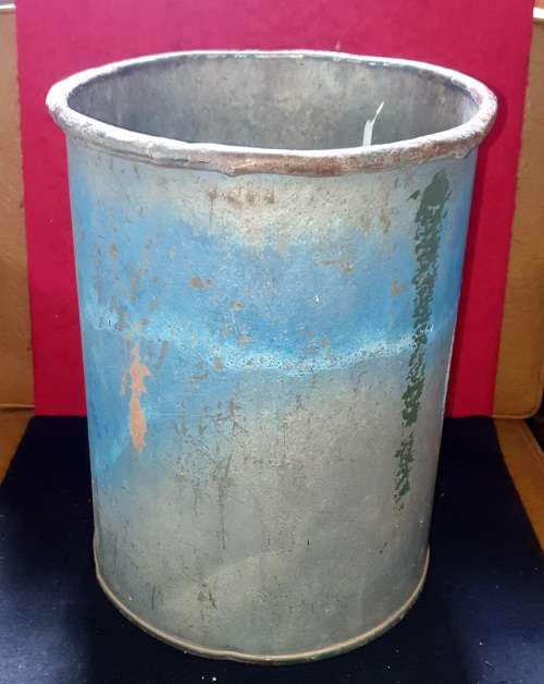 ANTIQUE THICK PRESSED METAL `KEEP OUR TOWN CLEAN` LAMP POST WASTE BIN. 35CM HIGH.
