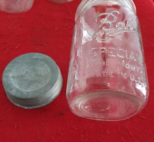 3 X 1930s BALL PRESERVE JARS. WITH ORIGINAL PORCELAIN LID.18CM HIGH .BID PER JAR !!