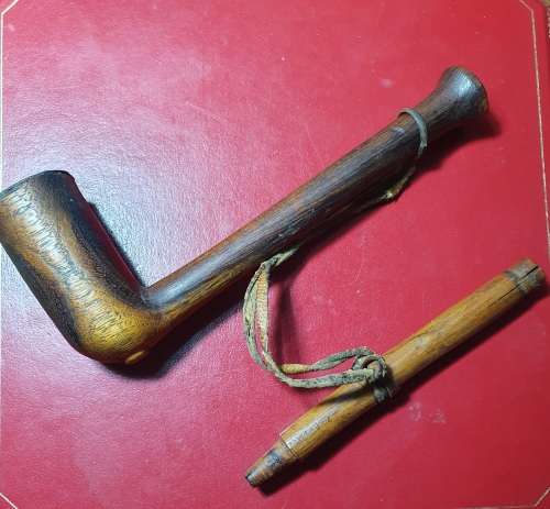 ANTIQUE SMOKING PIPE WITH STEM EXTENSION. ORIGINAL.