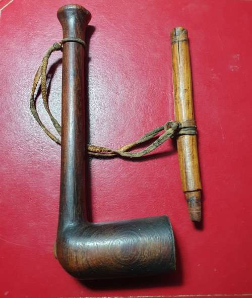 ANTIQUE SMOKING PIPE WITH STEM EXTENSION. ORIGINAL.