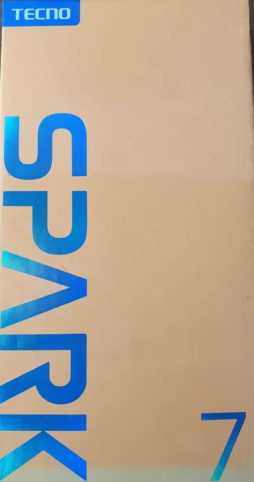 TECNO SPARK 7 CELL PHONE. 64GB 4G DS MORPHEUS BLUE. NEW IN UNOPENED BOX.