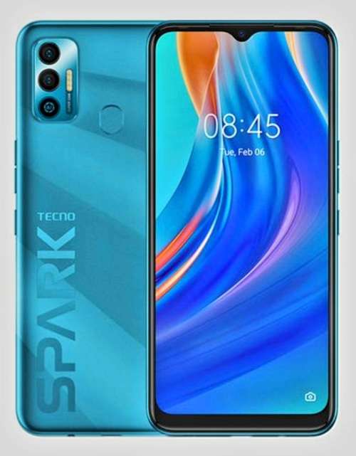 TECNO SPARK 7 CELL PHONE. 64GB 4G DS MORPHEUS BLUE. NEW IN UNOPENED BOX.