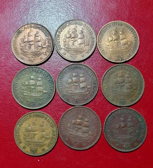 1942 UNION HALF PENNY  9X  . EXCEPTIONAL CONDITION !