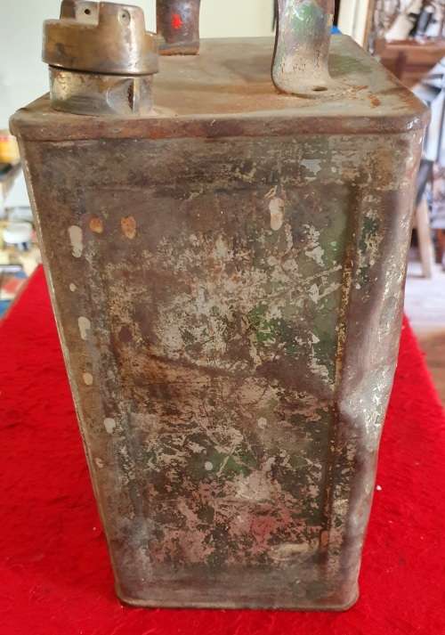 ANTIQUE EMBOSSED CASTROL MOTOR OIL 2 GALLON CAN. ORIGINAL BRASS LID.