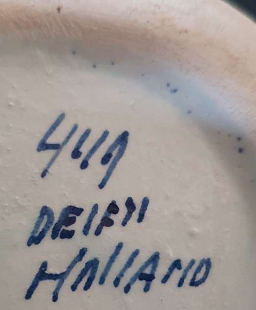 2 X VINTAGE HAND PAINTED DELFT CANDLE HOLDERS. 12CM HIGH.