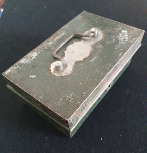 ANTIQUE BIG SAFE KEEPING STEEL BOX . STUNNING DETAIL !!