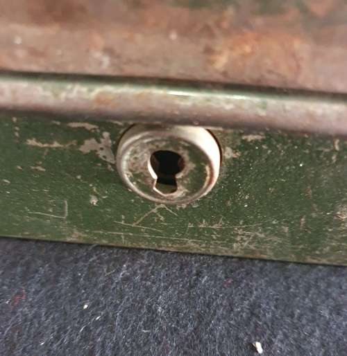 ANTIQUE BIG SAFE KEEPING STEEL BOX . STUNNING DETAIL !!