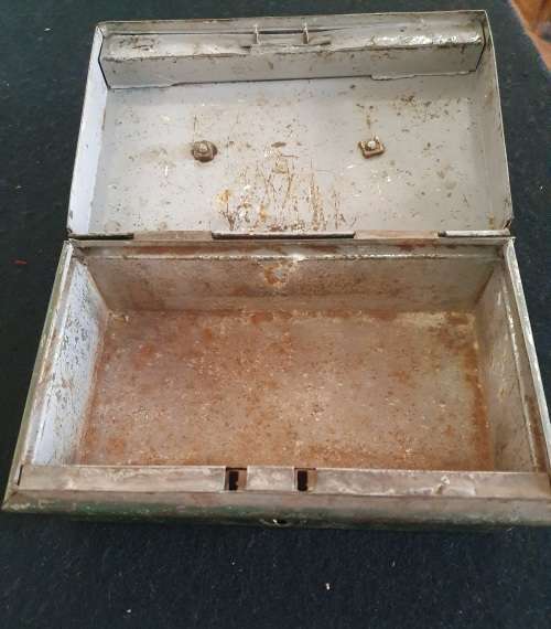 ANTIQUE BIG SAFE KEEPING STEEL BOX . STUNNING DETAIL !!