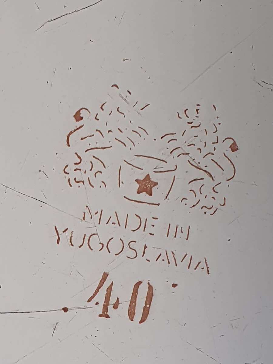 ANTIQUE ENAMEL WASHING BASIN AND WATER JUG. YUGOSLAVIA.