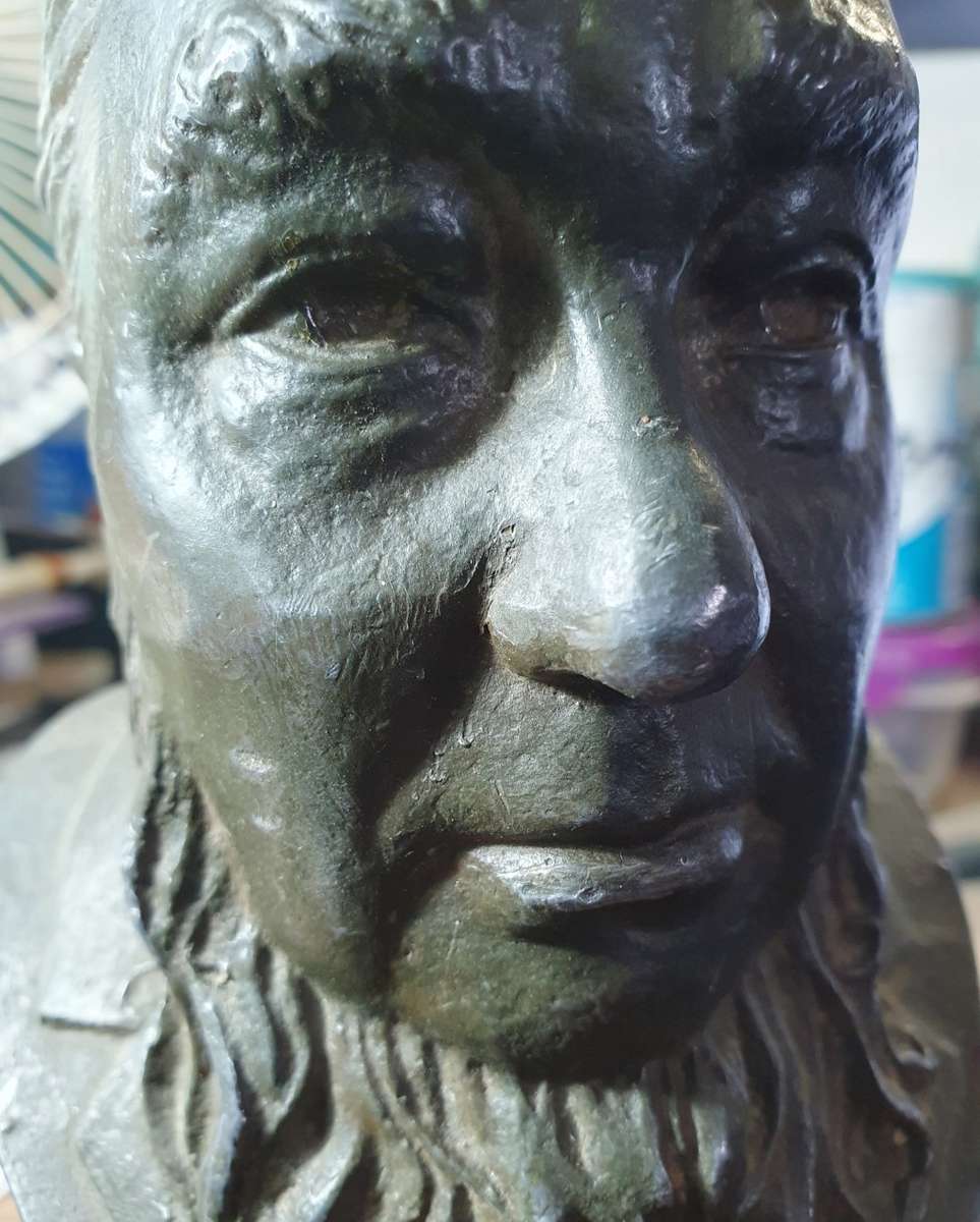 PAUL KRUGER. 1945 .COERT STEYNBERG. SPELTER BUST SCULPTURE.