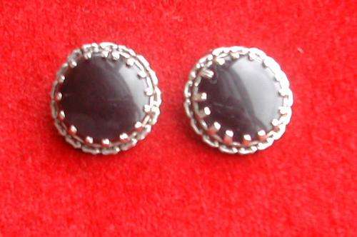 RETRO BLACK MARBLE LIKE EARINGS !! 1940/50 .STUNNING SET!!!!