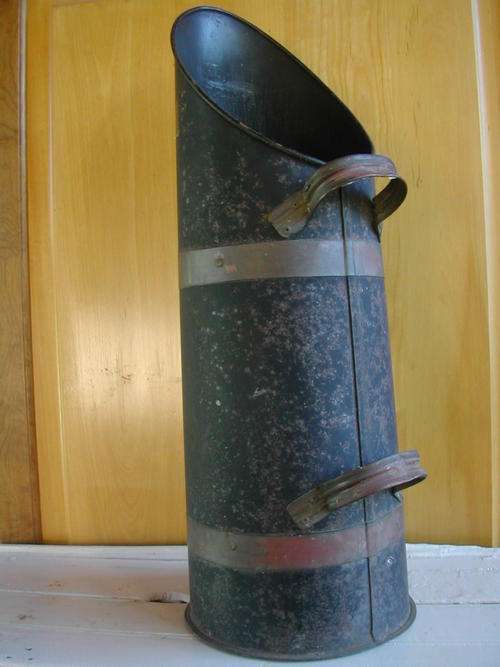 ANTIQUE COAL BIN. WITH COPPER HANDLES .STUNNING FIND!!!