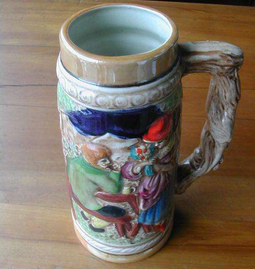 VINTAGE BEER TANKARD GERMAN.  WITH GREAT DETAIL!! HUGE!!!