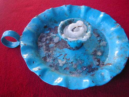 ANTIQUE ENAMEL CANDLE HOLDER!!! RARE!!