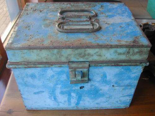 ANTIQUE METAL BOX WITH HANDLES!!!! RARE FIND!!!