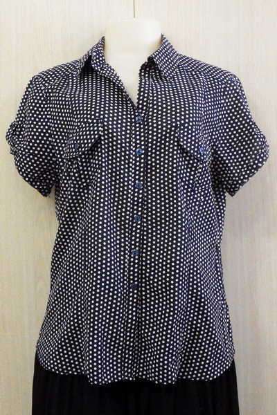 Navy blue News shirt with white polka dots - Size : 14
