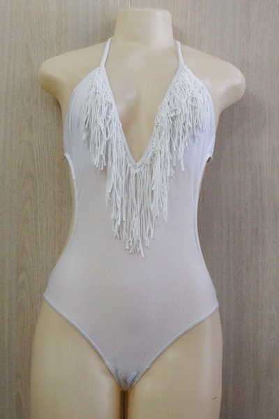 Beautiful white monokini with ruffles - Size : Small / medium