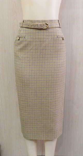 Vintage MATSON pure new wool skirt with belt - Lined - Size: 14/38 - Length: 81 cm - As new