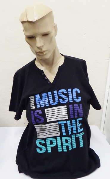 Men's black T-shirt "Music is in the spirit" - Size: XL