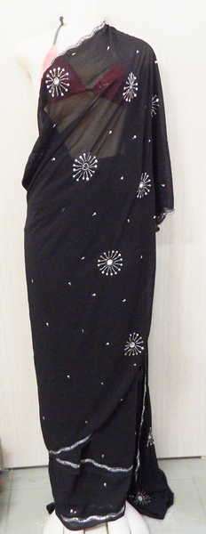 Black Sari with beading