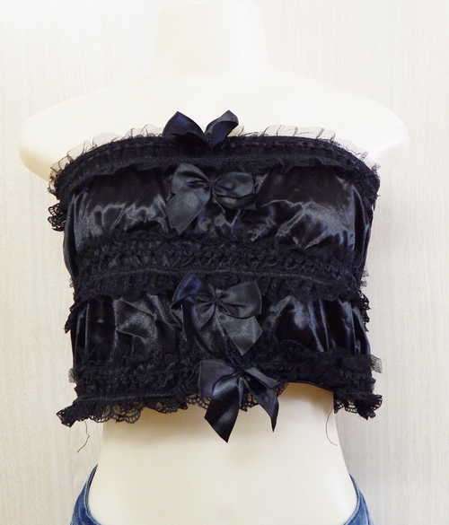 Evening Black Boob tube top - Zip in side - Size: Medium/Large - As new