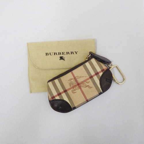 Burberry Haymarket dark brown check key chain/coin holder - well used- with dust bag - Made in Italy