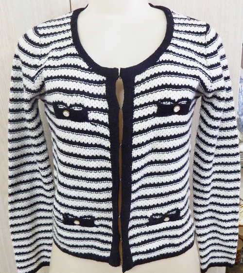 Miss L black and white stripe jersey - Size: 10/34