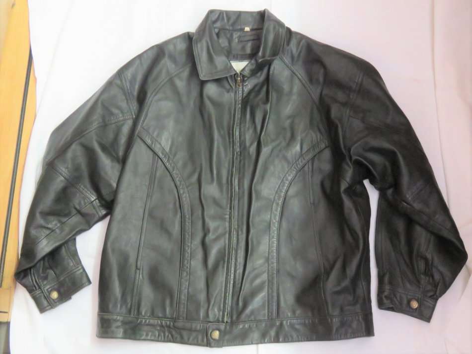 "Leather World" Genuine leather mens jacket - Size: XXXL - Lined
