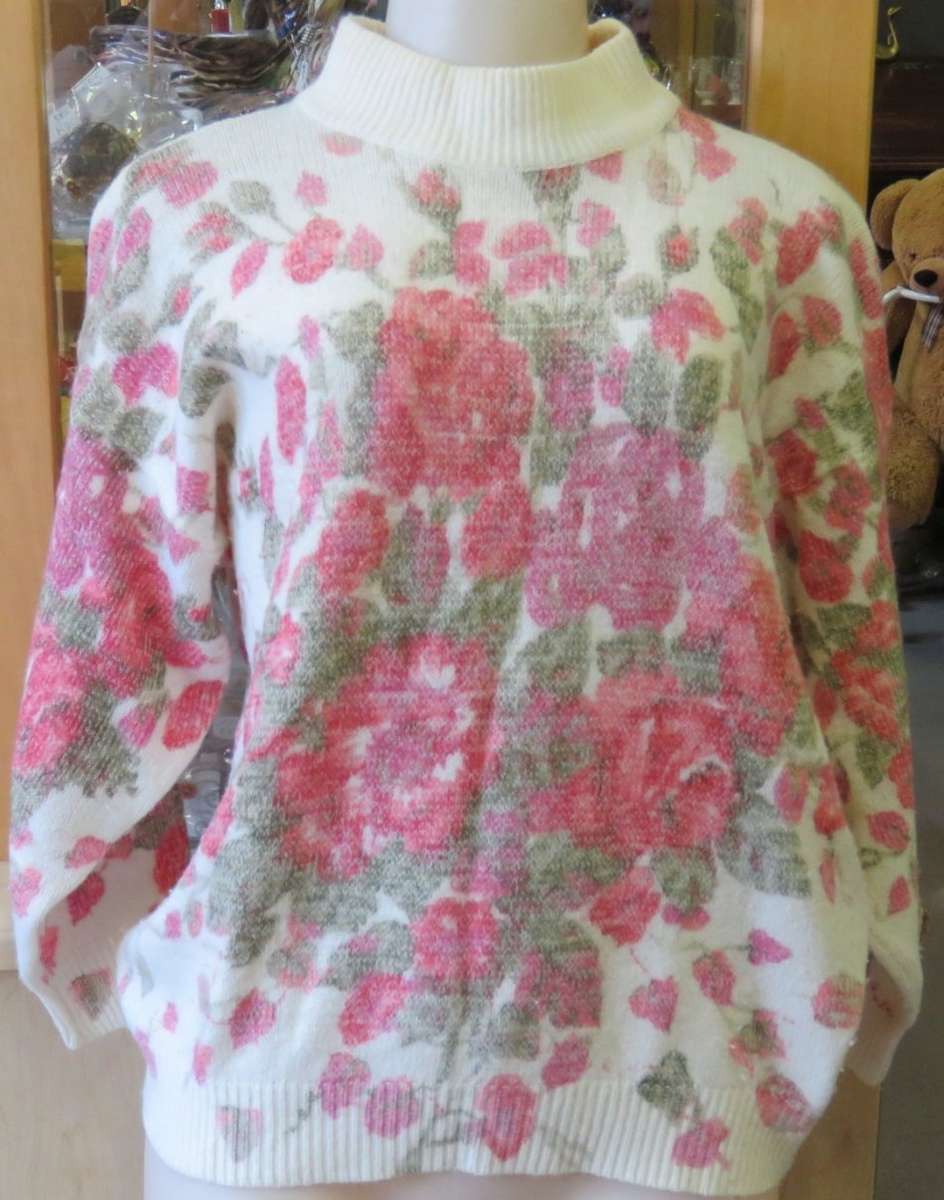 Vintage 3/4 rose pattern jersey - Sizes in photos