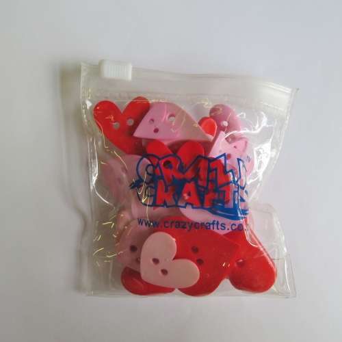 30 + pink and red heart shaped buttons - Different sizes
