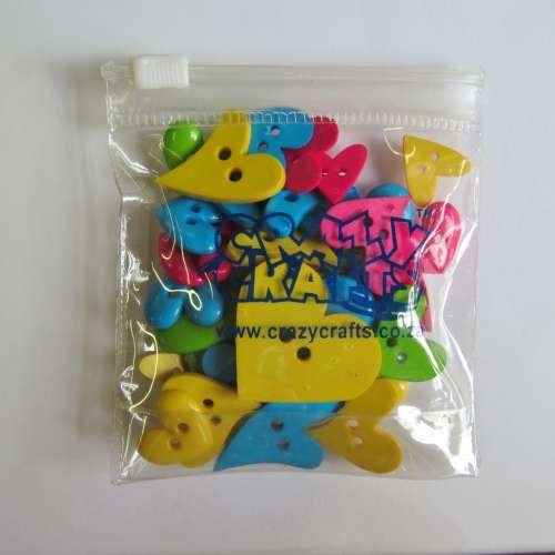 Lot of 29 heart shape and bright colour buttons