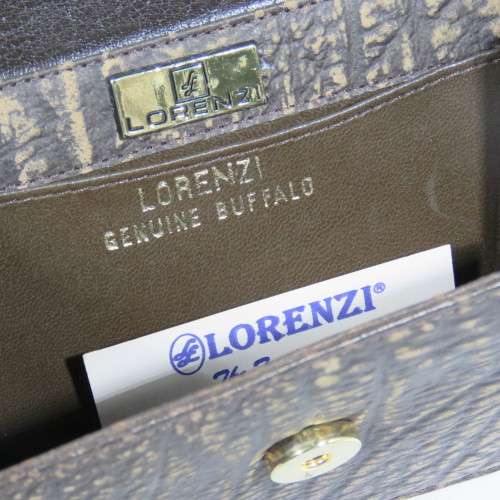 Lorenzi Genuine Buffalo leather handbag - Strap size: 106.5cm - Bag: 20cm x 13cm
