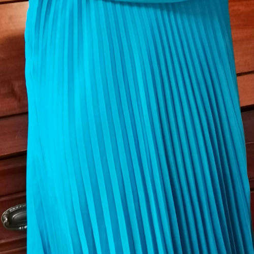 Turquoise evening dress - pleated - size 14