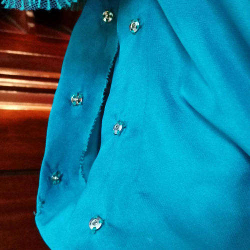 Turquoise evening dress - pleated - size 14