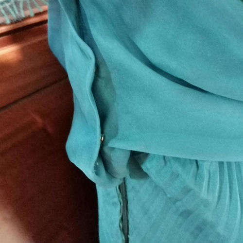 Turquoise evening dress - pleated - size 14