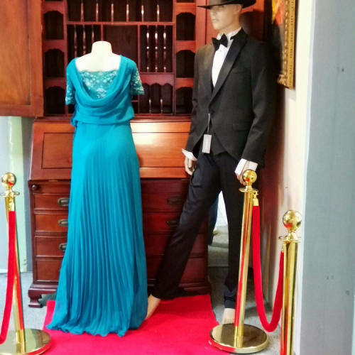 Turquoise evening dress - pleated - size 14