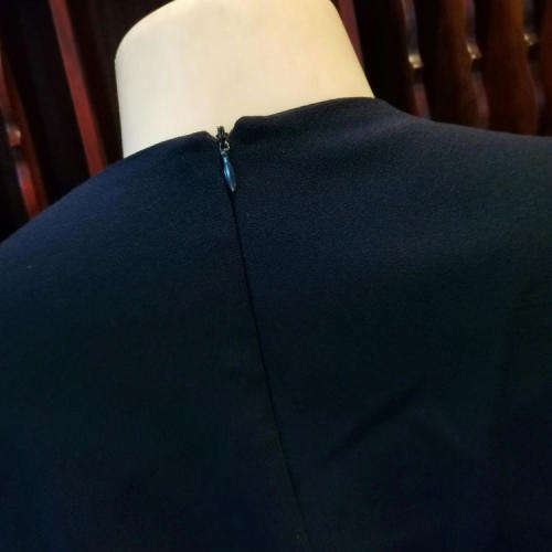 Navy lined dress with lace sleeves