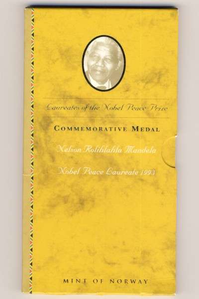 Norway mint Mandela Peace Price Medal in original folder of issue - untouched & good enough to grade