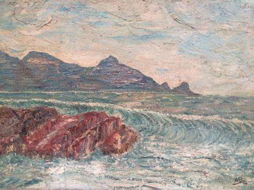 Oil on board of Cape Point framed 85 cm by 54 cm by A.W. Parker