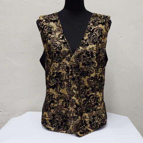 Ladies lined gold and black evening ware waistcoat - Size : Large