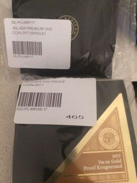 Silver Krugerrand AND 1/20th Gold Krugerrand coin combo 2017  - 2 unique items!!