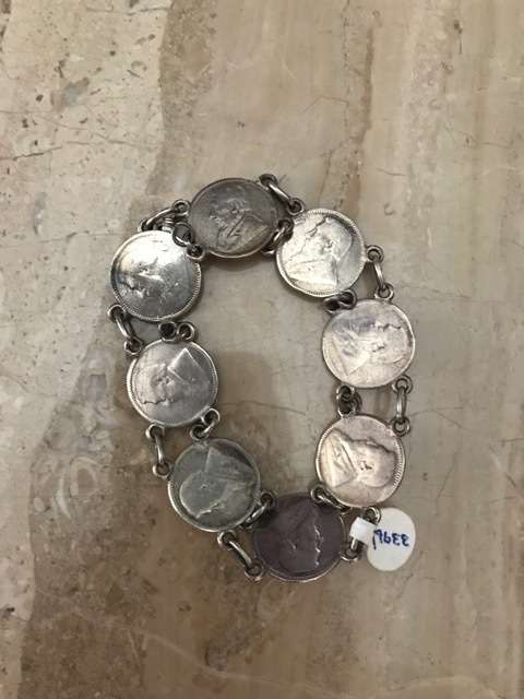 1893 1894 1895 1896 6d silver ZAR coin bracelet 8 coins total