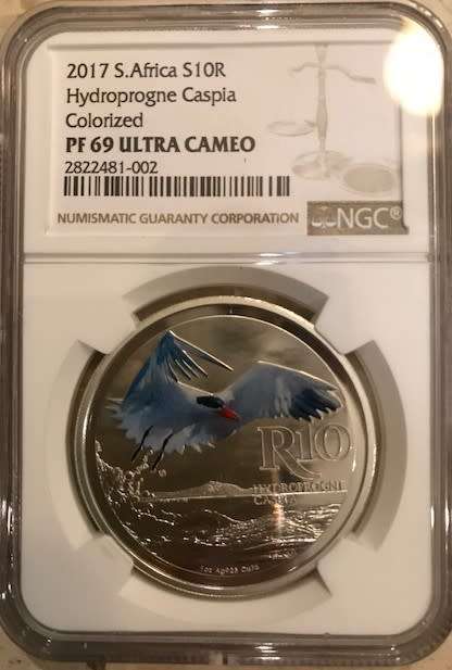 2017 Proof R10 Hydroprogne Caspia Colorised coin PF69 graded by NGC