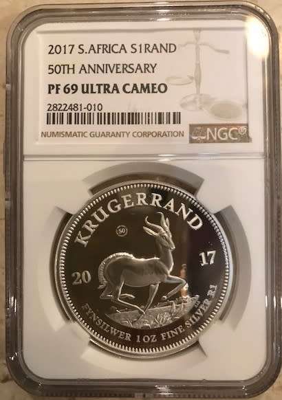2017 Proof Silver Krugerrand PF69 NGC Graded coin