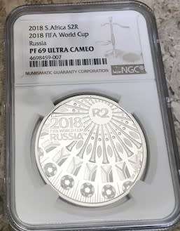 2018 FIFA Russia World Cup R2 Silver coin NGC graded PF69