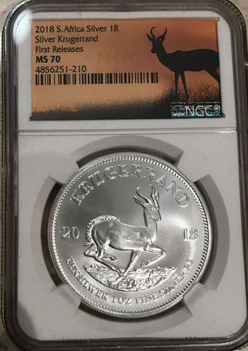 2018 Silver Krugerrand 1oz MS70 NGC graded Springbok label FIRST RELEASE
