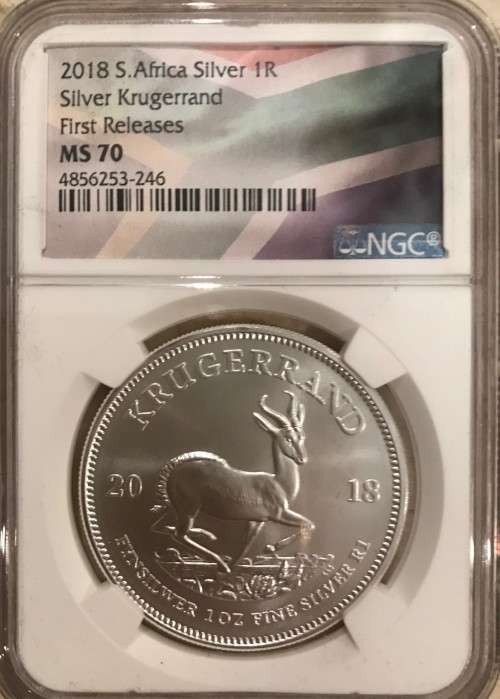 2018 Silver Krugerrand 1oz MS70 NGC graded South Africa Flag label FIRST RELEASE